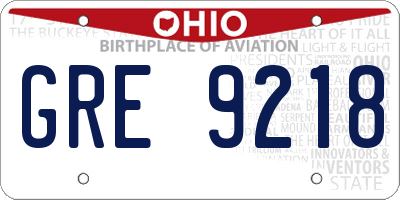 OH license plate GRE9218
