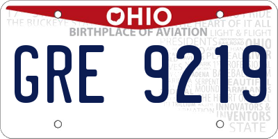 OH license plate GRE9219