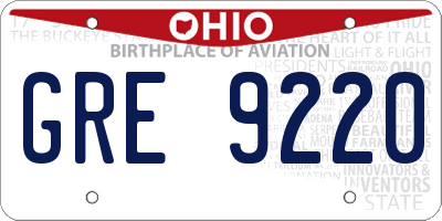 OH license plate GRE9220