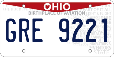 OH license plate GRE9221