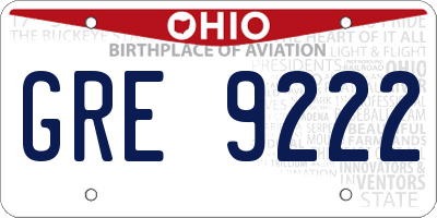 OH license plate GRE9222
