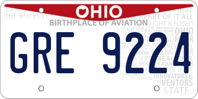 OH license plate GRE9224