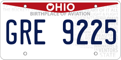 OH license plate GRE9225