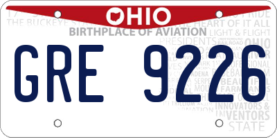 OH license plate GRE9226