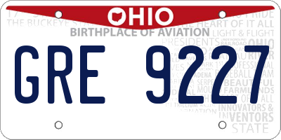 OH license plate GRE9227