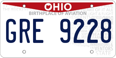 OH license plate GRE9228