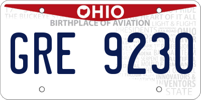OH license plate GRE9230