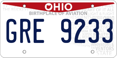 OH license plate GRE9233