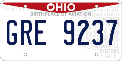 OH license plate GRE9237