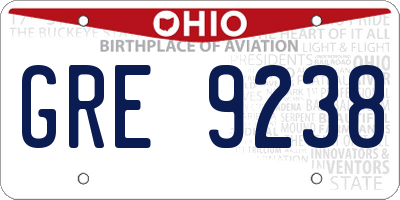 OH license plate GRE9238