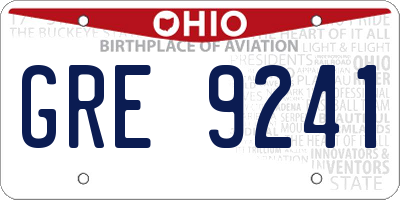 OH license plate GRE9241