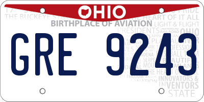 OH license plate GRE9243