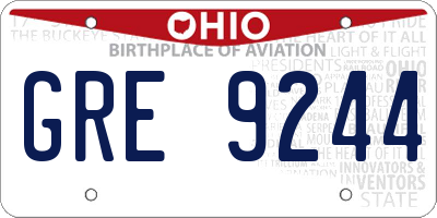 OH license plate GRE9244