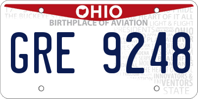 OH license plate GRE9248