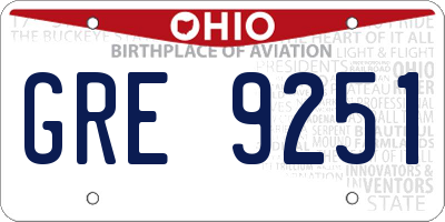 OH license plate GRE9251