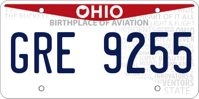 OH license plate GRE9255