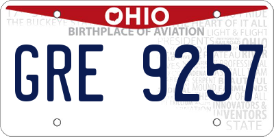 OH license plate GRE9257