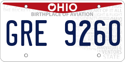 OH license plate GRE9260