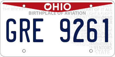 OH license plate GRE9261