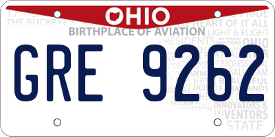 OH license plate GRE9262
