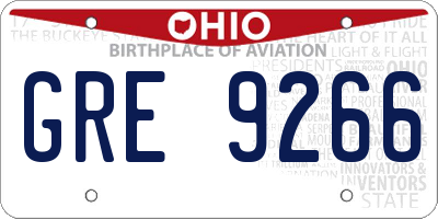 OH license plate GRE9266