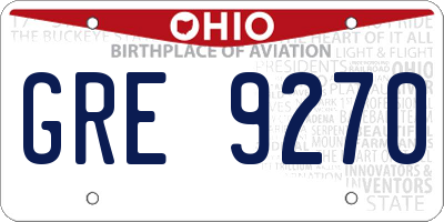 OH license plate GRE9270