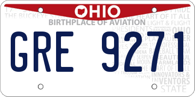 OH license plate GRE9271
