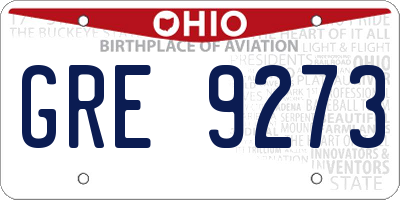 OH license plate GRE9273