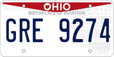 OH license plate GRE9274