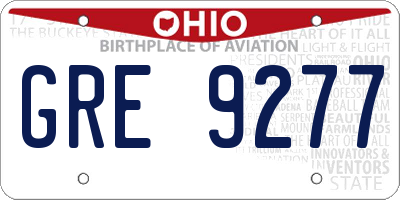 OH license plate GRE9277