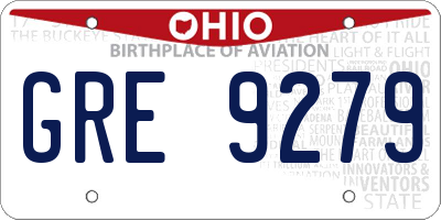 OH license plate GRE9279