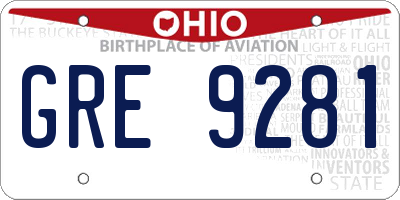 OH license plate GRE9281