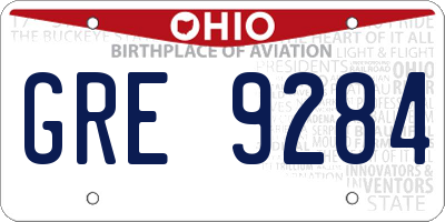 OH license plate GRE9284