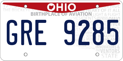 OH license plate GRE9285