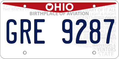 OH license plate GRE9287