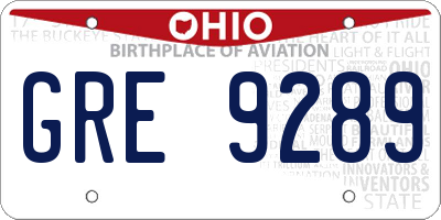 OH license plate GRE9289