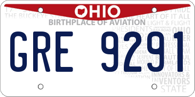 OH license plate GRE9291