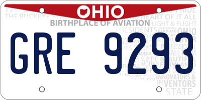 OH license plate GRE9293