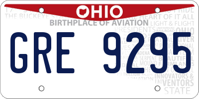 OH license plate GRE9295