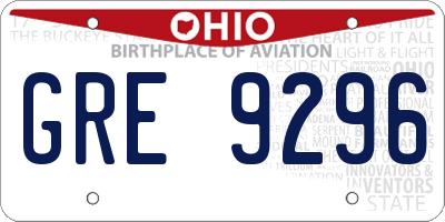 OH license plate GRE9296