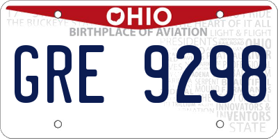 OH license plate GRE9298