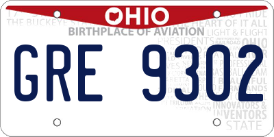 OH license plate GRE9302