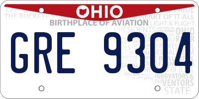 OH license plate GRE9304