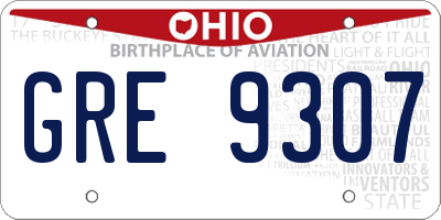 OH license plate GRE9307