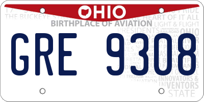 OH license plate GRE9308