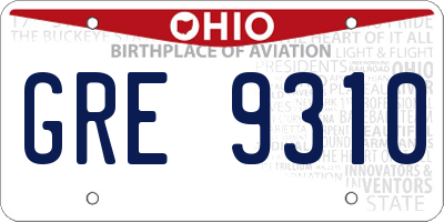 OH license plate GRE9310
