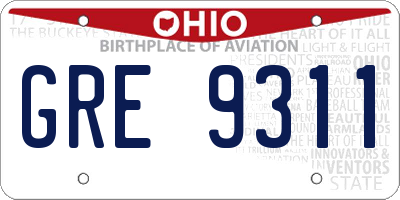 OH license plate GRE9311