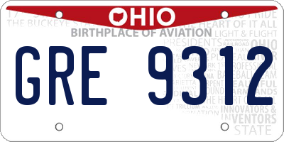 OH license plate GRE9312