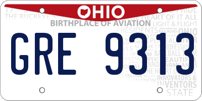 OH license plate GRE9313