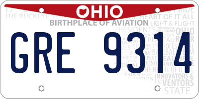 OH license plate GRE9314